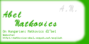 abel matkovics business card